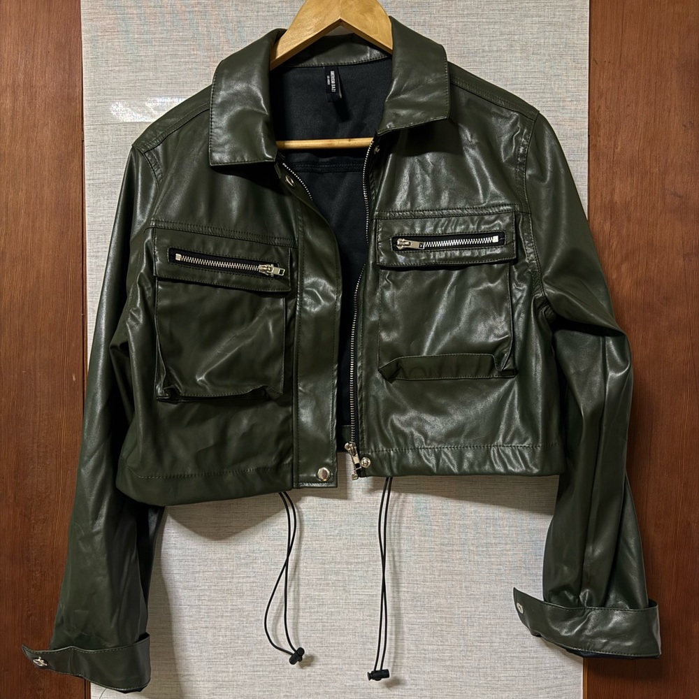 American Bazi Dark Green Faux Leather Jacket